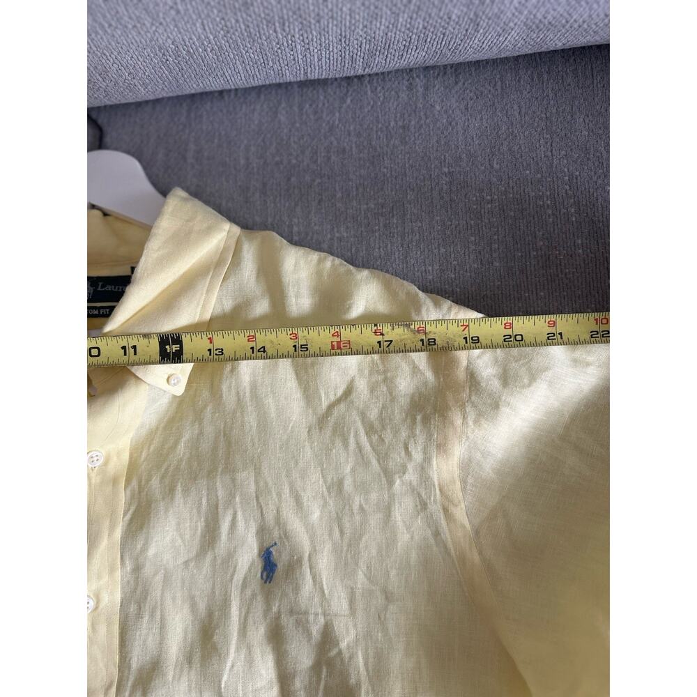 Men's Polo Ralph Lauren Yellow Linen Button Up Shirt Size XL Preppy Summer Beach - Picture 9 of 12